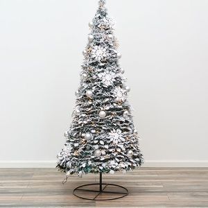 Sharper Image 6’ Pop-Up 6 Ft. White Flocked Christmas Tree